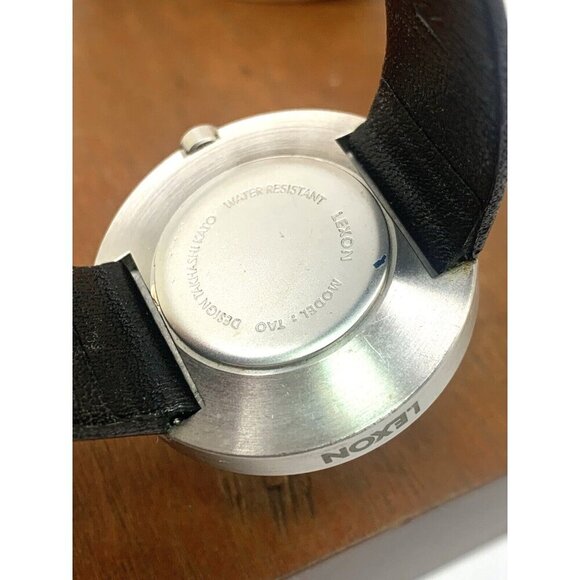 Lexon Takashi Kato Tao Unisex Watch Quartz Silver Dial Black Leather Band 36mm - Picture 6 of 13
